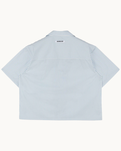 Blue Striped Cropped Shirt
