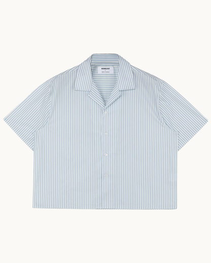 Blue Striped Cropped Shirt