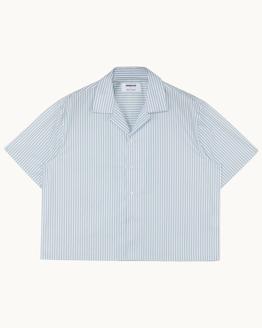 Blue Striped Cropped Shirt